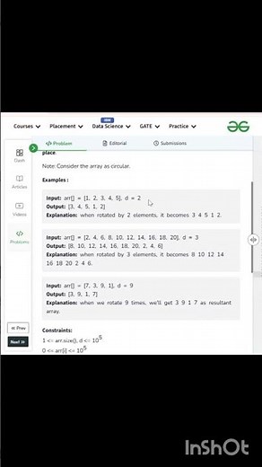 GFG 160| Day - 4 Rotate Array| java program #gfg160 #gfgsolutions #Java #dsa #160 #geeksforgeeks
