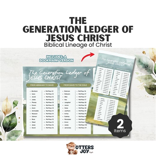 The Generation Ledger of Jesus Christ: Matthew 1 Genealogy Chart, Biblical Lineage of Christ, 8.5x13 Landscape Bible Study, 4x8 Bookmark - Etsy