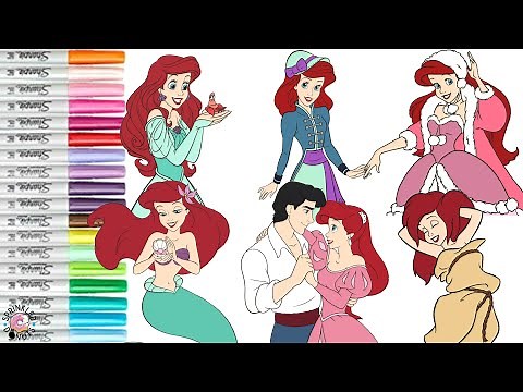 Disney Princess Ariel Coloring Book Compilation Ariels Different Outfits Princes Eric Sebastian