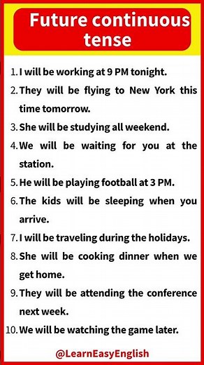 Future Continuous Tense 🤔 | Sentence examples 📝 #english #vocabulary #tense #englishgrammar