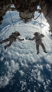 From precision repairs over a hurricane's eye to calibrating a cosmic ray detector in the void 🌌 These AI-generated scenes imagine the ultimate high-stakes workplace: conducting complex maintenance outside the ISS, tethered safely 250 miles above Earth's most powerful phenomena. While born from code and imagination, they're grounded in real science—a tribute to the engineers and astronauts who turn this kind of precision into reality every day. Which of these orbital challenges would you want t