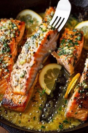 Why Everyone is Obsessed with Garlic Butter Lemon Salmon! Discover the Recipe Now! #food #pasta