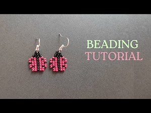 DIY seed bead ladybug earrings, beading tutorial for beginners