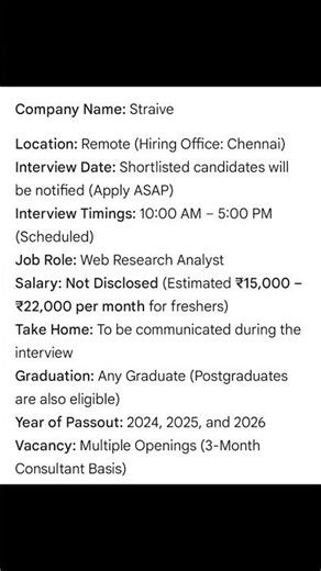 Straive is Hiring #chennai #freshers #job #websearch