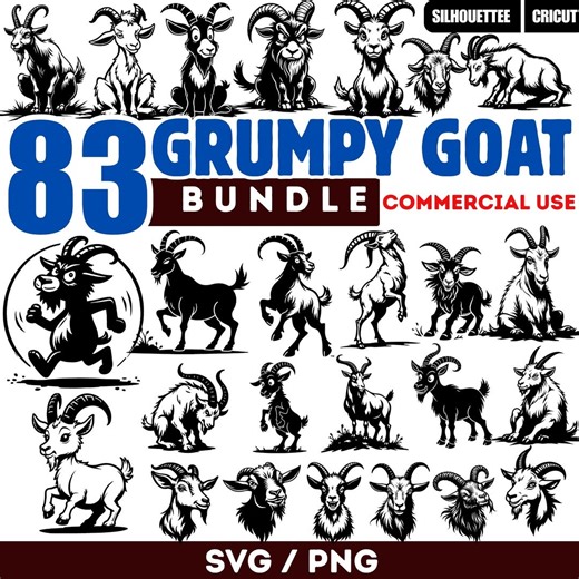 Grumpy Goat SVG Bundle, Farm Animal Designs (digital Download)