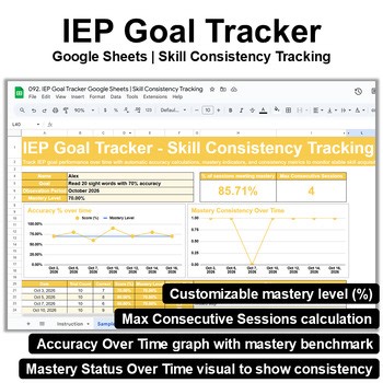 IEP Goal Tracker Google Sheets | Skill Consistency Tracking