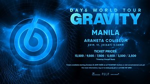 35K views · 3.7K reactions | DAY6 is excited to make you feel the love on November 23, 2019. Let’s share this beautiful feeling on DAY6 WORLD TOUR ‘GRAVITY’ in Manila at the Araneta Coliseum. This show is proudly presented to you by JYP Entertainment and PULP Live World. Get your tickets on October 27, 2019 starting 12noon at all TicketNet Outlets nationwide or www.ticketnet.com.ph Visit www.pulp.ph for more details. #DAY6GRAVITYinMNL | PULP Live World | Facebook