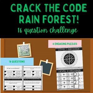 Rainforest ecosystem biomes 4th 5th 6th grade science escape room puzzle
