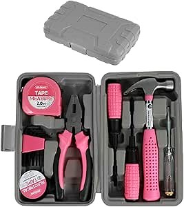 13pc Pink Tool Set for Women – Mini Small Tool Kit for College Students and Dorm Rooms – Starter Tool Box for Home, Office, and Dorm