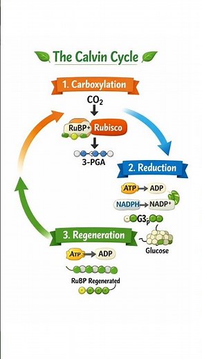 Calvin Cycle Explained: Carboxylation, Reduction & Regeneration 🌿 #Photosynthesis #NEET
