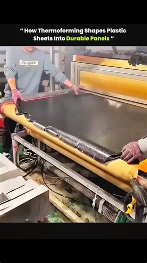 explain_eduverse_ on Instagram: "The process starts with a flat plastic sheet clamped in place and heated until it softens. Once it reaches the forming temperature, usually between 160 °C and 200 °C for ABS and polypropylene, the sheet becomes flexible. . . A mold then pulls the sheet into shape using vacuum or pressure, locking in details and structure. As it cools, the plastic hardens into a strong and durable part. . . This method is used in automotive panels, storage cases, and industrial ho