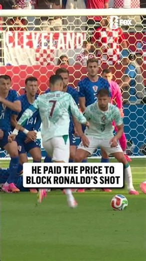 Ronaldo's free kick hits Marin Pongračić in a very difficult spot...