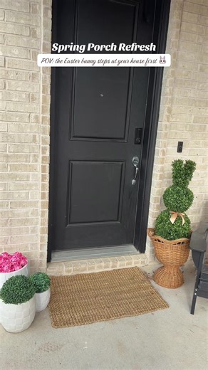 Spring porch refresh but make it cute & classy🌿🐰🌸 This bunny topiary is the cutest Easter porch decor, and I love that you can remove the ears and use it as a classic topiary all year long. Perfect for your front porch, spring patio styling, or layered entryway decor. If you’re searching for spring porch decor, Easter decorations, outdoor topiary decor, or patio styling ideas, this one is too good. These are selling fast, so don’t wait. #SpringPorchDecor #EasterDecor #FrontPorchStyling #Sprin
