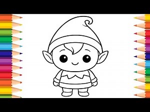 Cute Elf Drawing and Colouring for Kids