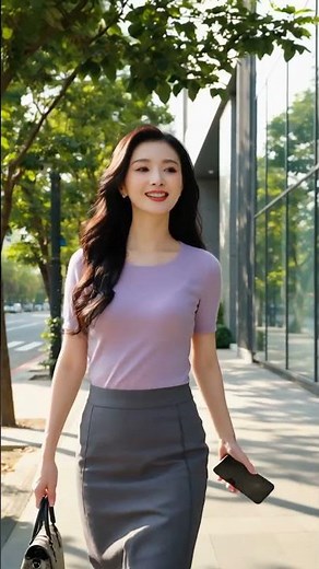 Beautiful Girl Walking Gracefully in the City Streets with Elegant Fashion Style 🌸✨