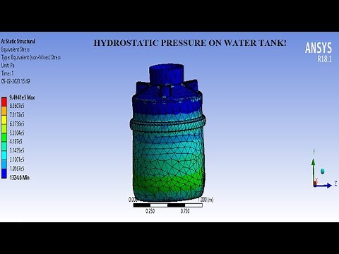 Hydrostatic Pressure Simulation [Tank Filled with Water] I Ansys Workbench Tutorial | Stress Test