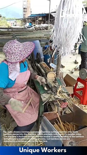 Bamboo Crafting: Traditional Bamboo Cutting Machine in Action