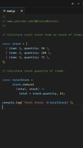 JavaScript | Calculate total stock from an stock of items