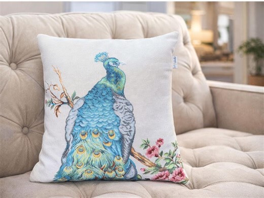 Peacock Throw Pillow, Decorative Pillow Cover - Etsy