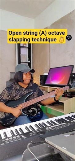 Open string (A) octave slapping technique 👌 #bass #shorts