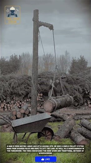Man Uses Simple Pulley System to Move Massive Logs! (Ingenious Low-Tech Logging)