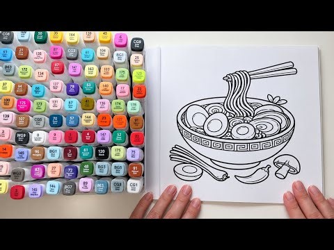 Coloring a Cozy Bowl of Ramen 🍜 | Relaxing Alcohol Markers ASMR