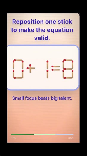 Matchstick Puzzle #11 – Level 1 🧠 Move 1 Stick