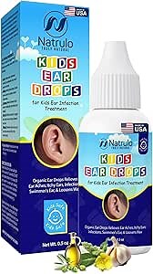 Natrulo Natural Ear Drops for Kids Ear Infection Treatment – Organic Children Ear Oil Drops Relieves Ear Aches, Itchy Ears, Infections, Swimmer's Ear, & Loosens Wax – Kids Safe, Made in USA