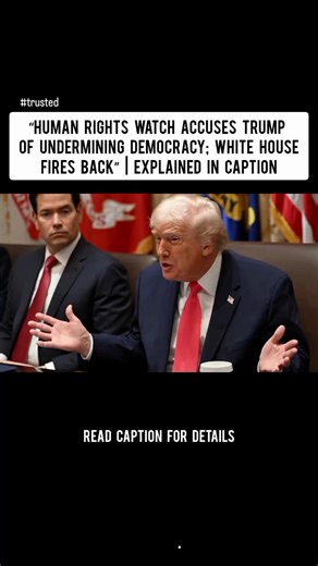 political.og on Instagram: "Human Rights Watch has released its annual World Report, and this year, its sharpest warning is aimed at the United States. According to the global rights watchdog, President Donald Trump has attacked key pillars of American democracy — from immigration policy to voting rights. In the report’s introduction, Human Rights Watch says the U.S. is now contributing to a global decline in human rights, alongside countries like Russia and China. The organisation’s executive d