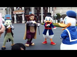 Tokyo Disneyland Really Cute Greeting / Donald Pinocchio Jiminy Gideon Scrooge and Goofy