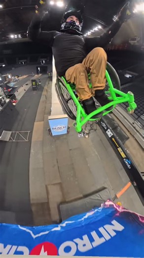 Aaron Wheelz Fotheringham on Instagram: "Straight airs scare me - so much time to rethink all of my life decisions ☠️🕊️😂 @nitrocircus @monsterenergy @ramtrucks @schwalbetires #wheelchair #spinabifida #wcmx #actionsports"