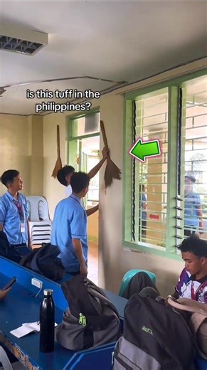 The kids actually stuck the chair into the wall.