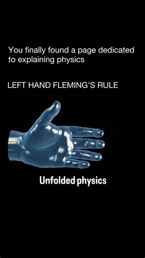Unfolded Physics on Instagram: "Fleming’s Left-Hand Rule is a simple way to remember the direction of force, magnetic field, and current when dealing with electric motors. You use your left hand and stick out your thumb, index finger, and middle finger so they’re all at right angles to each other (like an awkward superhero pose). Each finger represents something: • Thumb = Motion or Force (which way the object moves) • First finger (index) = Magnetic Field (from North to South) • Middle finger =