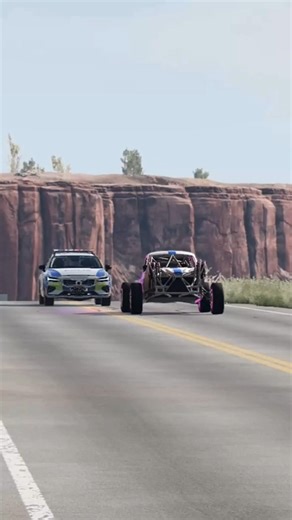 Volkswagen Beetle Police Chase Ends in Spike Strip Crash 😱🚔💥 | BeamNG #shorts #beamngdrive #chase