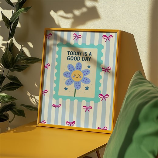 Retro Flower Printable Poster: Today is a Good Day Quote - Etsy