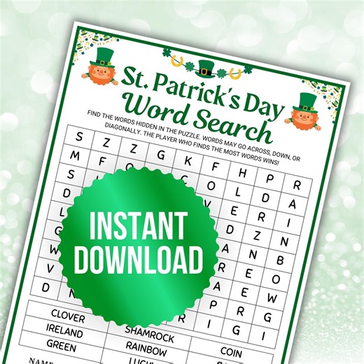 St Patrick's Day Word Search Game, Printable Word Hunt Game, Word Find Puzzle, Brain Teasers, Kids Spring Party Games, Ice Breaker Games - Etsy