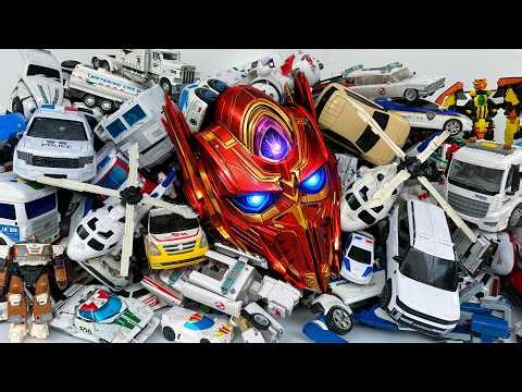 MEGATRON Mask Emerges Tobot Police Cars | Epic Robot Toy Mashup Review & Unboxing Transformer ASMR