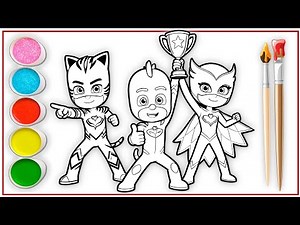 PJ Masks Catboy Gekko and Owlette Coloring Page | How to Draw & Color PJ Masks Power Heroes