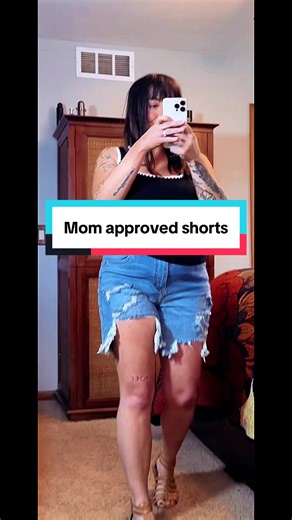 Mom approved distressed jean shorts from Fashion Nova — comfy, flattering, and the perfect mix of casual and cute for everyday summer outfits. These are the kind of shorts you throw on once and keep reaching for all season. #fashionnovajeanshorts #distresseddenimshorts #momstyleoutfits #summerdenimlooks #momfashion