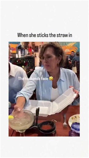 worky on Instagram: "The post shares a 38-second video of an older couple at a Mexican restaurant, where the wife cheekily inserts a straw into her husband's margarita and sips it while packing leftovers, overlaid with captions like "The husband's face " and "keeps going" to emphasise the playful surprise. Captured on 4 February 2026 by @MS2PZ , a self-described patriot account, the clip has garnered over 6.7 million views and 34,000 likes in 24 hours, highlighting its rapid viral spread through