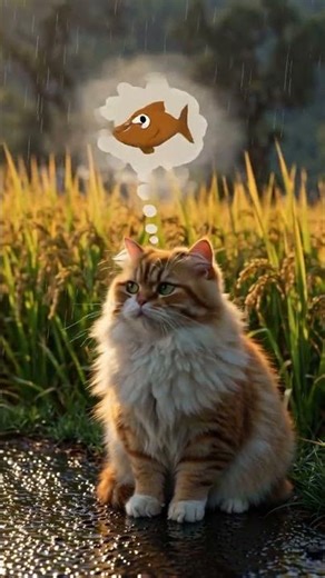 The wet cat looked miserable in raining #cat #funnycats
