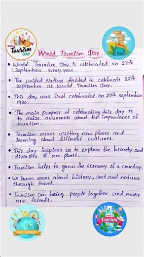 10 Lines On World Tourism Day|Essay On World Tourism Day|#shorts#tourism#tourismday#travel #ytshorts