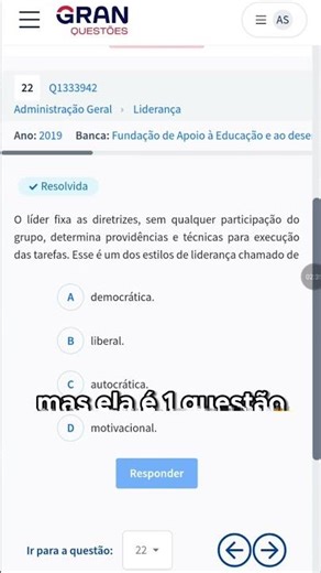 Resolvendo Questão O Líder que Manda Sozinho, área administrativa