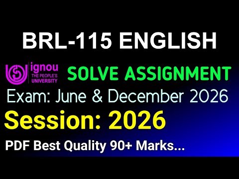 BRL 115 Solved Assignment 2025-26 English, BRL 115 Solved Assignment 25-26, BRL-115 Assignment