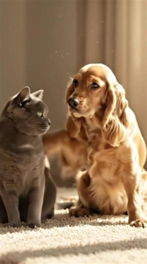 A Real Family Moment: Dog & Cat Hug”