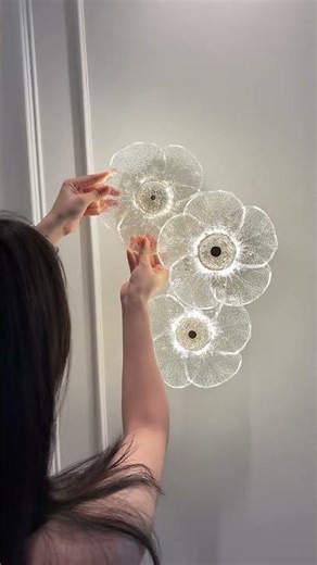 Product Link in Bio ( # 3243 ) ✅ Fiorella Textured Glass Flower Wall Sconce Lamp