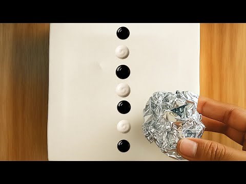 Aluminum Foil Painting Technique for Beginners / Easy DIY Acrylic Painting / Dot Line