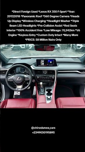 *Foreign Used Lexus RX 350 F-Sport *2017/2018 *58m Naira #chinedunwa_cars #fypシ #fypシ゚viral #fyp #fy
