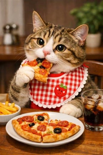 #cute #cat eating #pizza 🍕