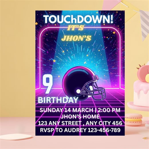 Football Birthday Invitation Template, Editable Sports Party Invite (digital Download, 5x7 & Mobile Size) - Etsy